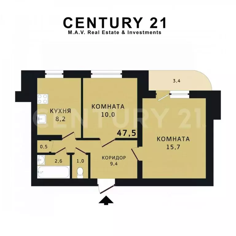 2-к кв. Санкт-Петербург ул. Кораблестроителей, 29К4 (47.5 м) - Фото 2