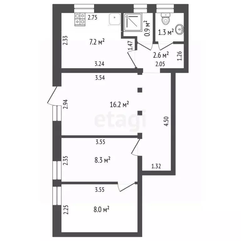 2-к кв. Крым, Феодосия ул. Энгельса, 16 (44.5 м) - Фото 2