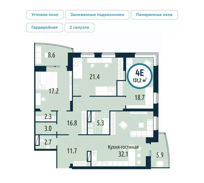 3-к кв. Тюменская область, Тюмень ул. Мельникайте, 30к1 (132.9 м) - Фото 0