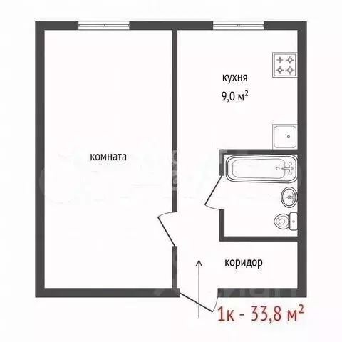 1-к кв. Свердловская область, Екатеринбург ул. Победы, 94 (33.8 м) - Фото 2