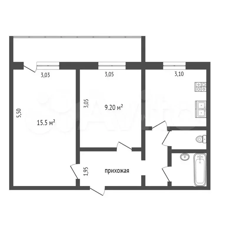 2-к. квартира, 45,6 м, 2/8 эт. - Фото 0