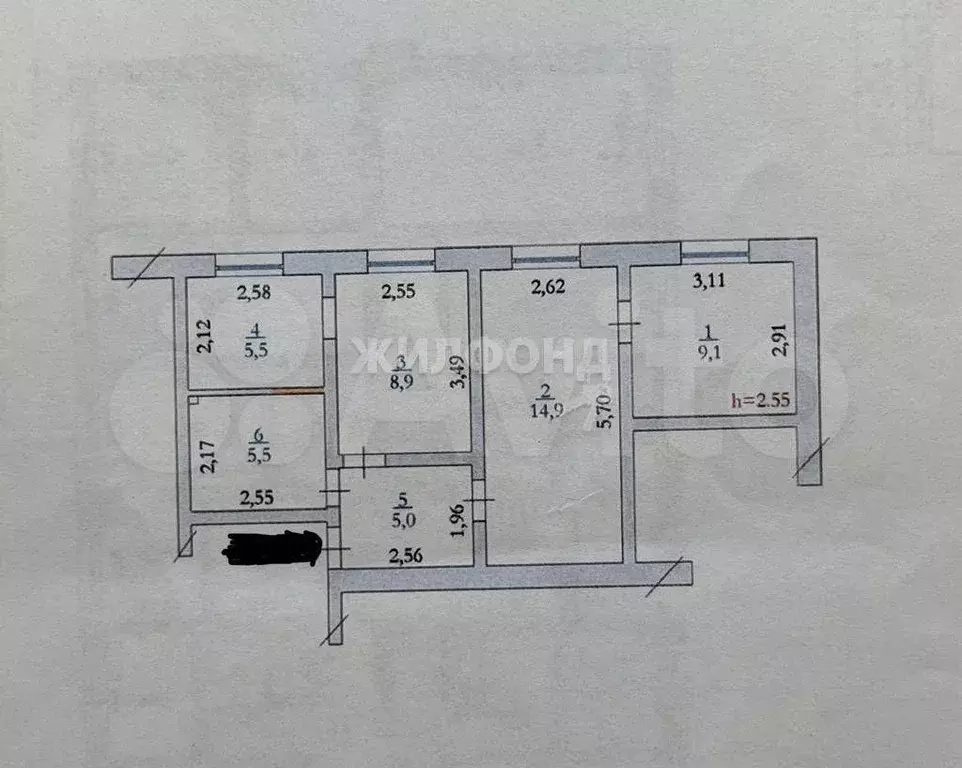 3-к. квартира, 48,9 м, 1/2 эт. - Фото 0