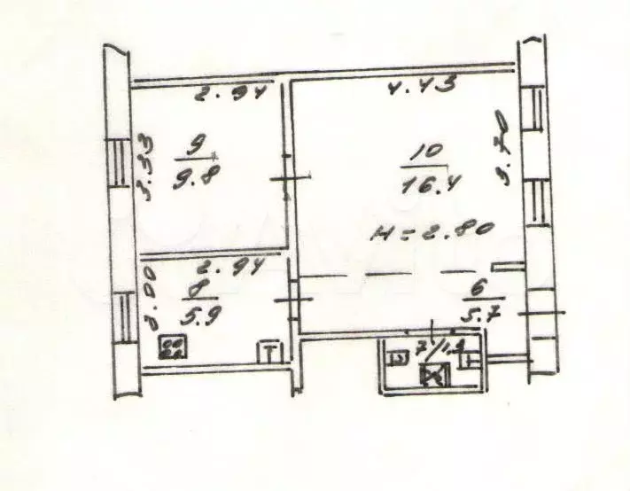 2-к. квартира, 39 м, 3/3 эт. - Фото 0