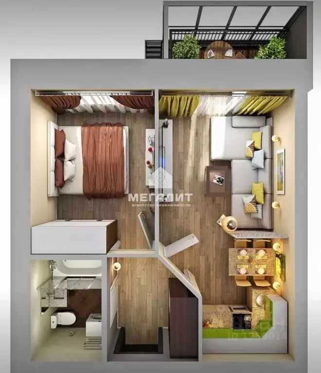 2-к кв. Татарстан, Казань ул. Аделя Кутуя, 110 (44.4 м) - Фото 2