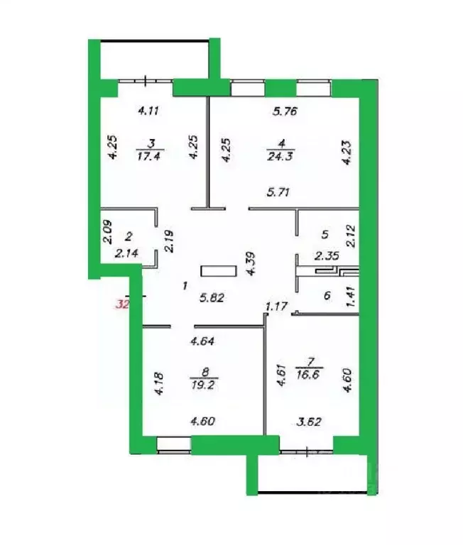 3-к кв. Вологодская область, Вологда Заречная ул., 12 (113.2 м) - Фото 1