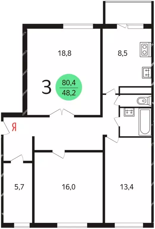 3-комнатная квартира: Москва, Ясный проезд, 11А (79 м) - Фото 0