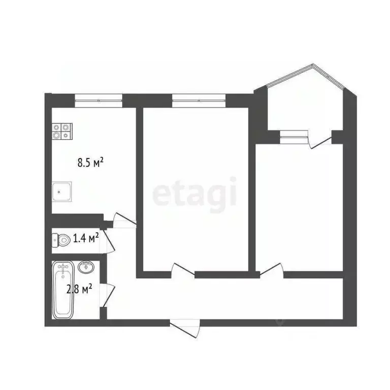 2-к кв. Ростовская область, Ростов-на-Дону ул. Еременко, 48 (54.0 м) - Фото 1