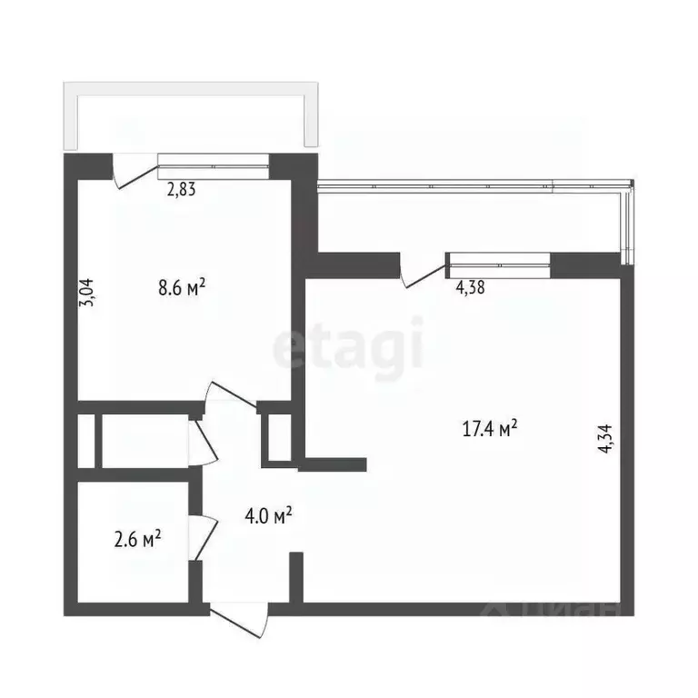 1-к кв. Кемеровская область, Кемерово Октябрьский просп., 36А (34.1 м) - Фото 1