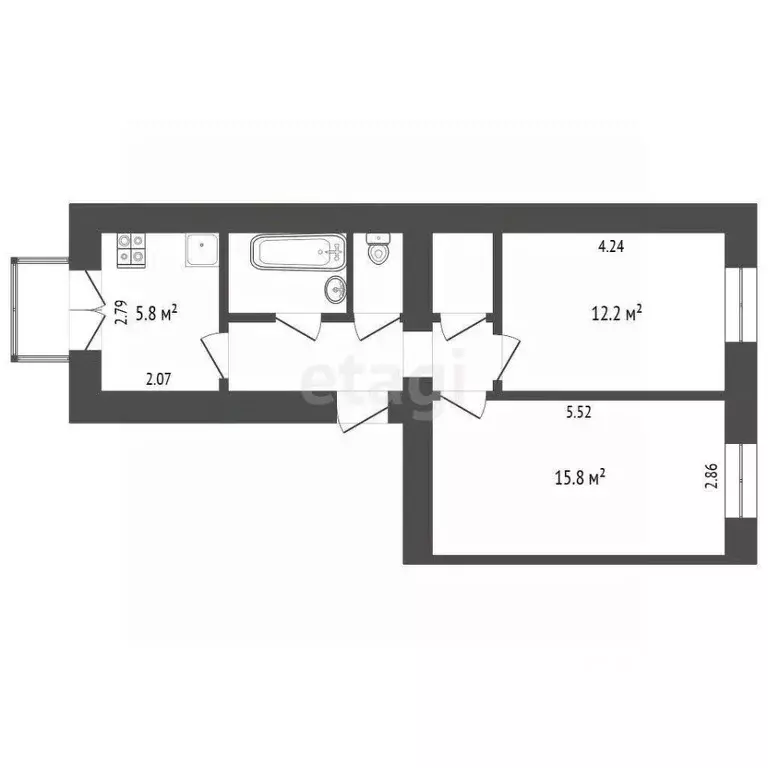 2-к кв. Севастополь ул. Розы Люксембург, 52 (46.7 м) - Фото 0