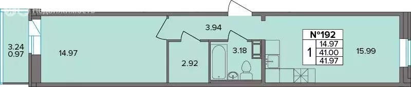 1-комнатная квартира: Новое Девяткино, Лесная улица, 19 (41.97 м) - Фото 1