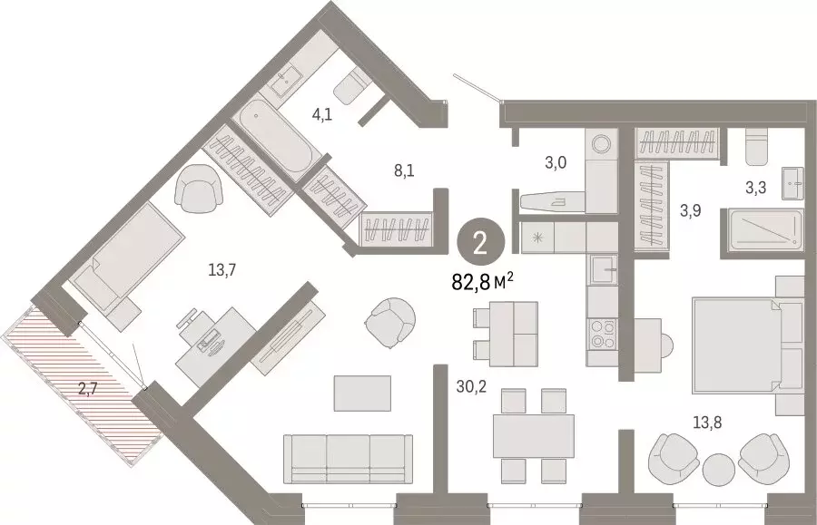 2-комнатная квартира: Екатеринбург, улица Советских Женщин (82.7 м) - Фото 0