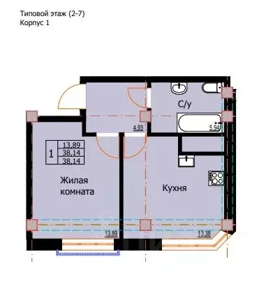 1-к кв. Ставропольский край, Ессентуки  (38.14 м) - Фото 0