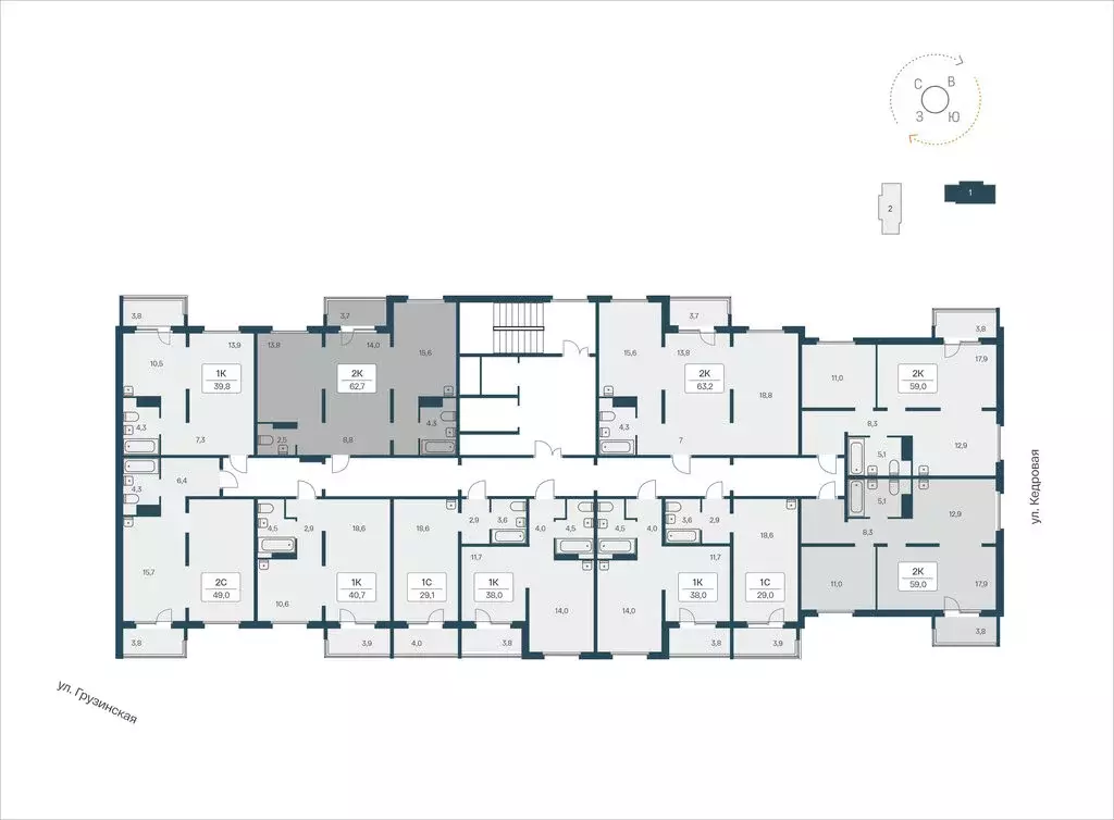 2-комнатная квартира: Мочищенский сельсовет, посёлок Озёрный, ... - Фото 1