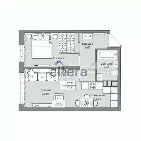 1-к кв. Татарстан, Казань ул. Ярышлар, 8 (47.2 м) - Фото 2