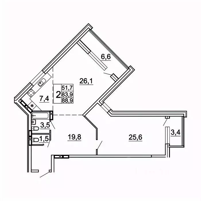 2-к кв. Приморский край, Владивосток Лесная ул., 1В/1 (88.9 м) - Фото 1