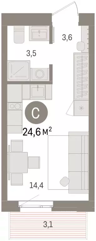 Квартира-студия: Челябинская область, Сосновский муниципальный округ, ... - Фото 2