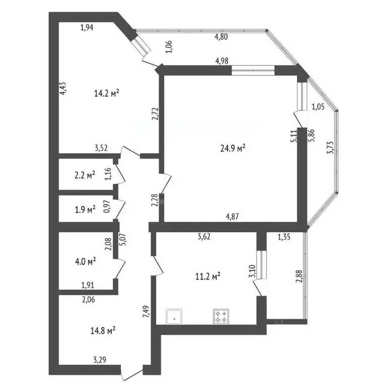 2-к кв. Амурская область, Благовещенск Октябрьская ул., 162 (73.2 м) - Фото 2