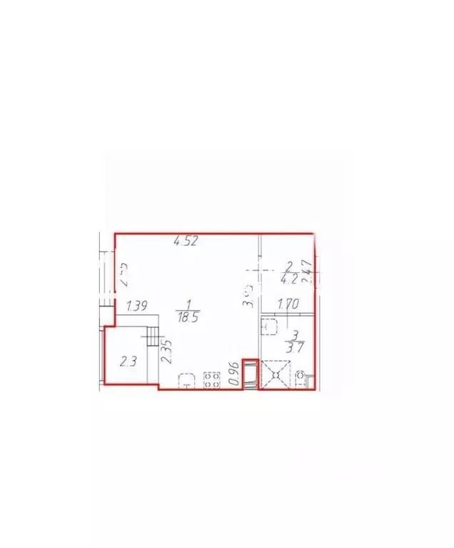 Студия Санкт-Петербург Кузнецовская ул., 58к1 (26.4 м) - Фото 2