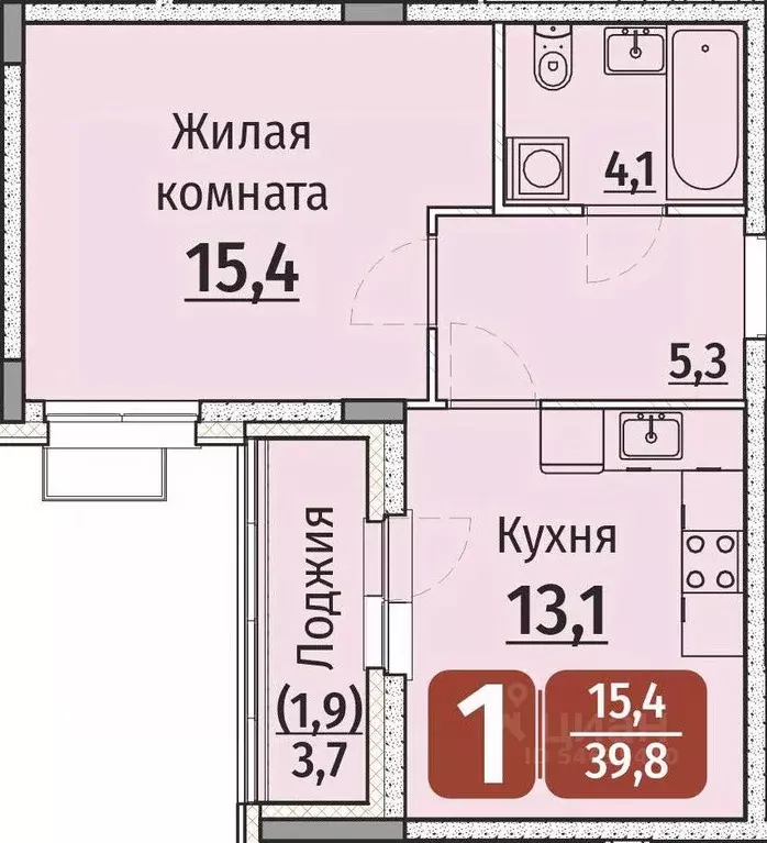 1-к кв. Чувашия, Чебоксары ул. Энергетиков (41.65 м) - Фото 1