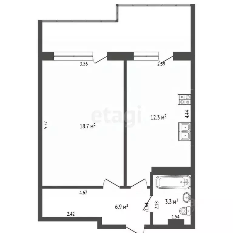 1-к кв. Саха (Якутия), Якутск ул. Каландаришвили, 7 (41.2 м) - Фото 2