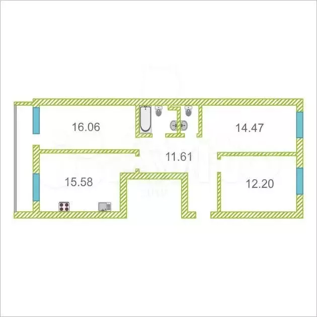 3-к. квартира, 75,7 м, 9/9 эт. - Фото 0