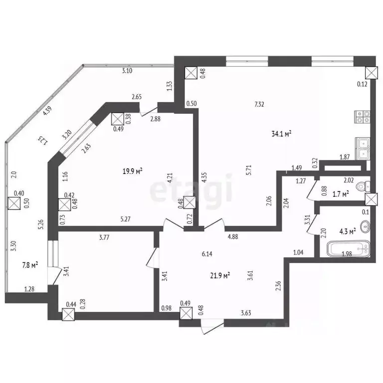 3-к кв. Забайкальский край, Чита ул. Богомягкова, 107 (91.9 м) - Фото 2