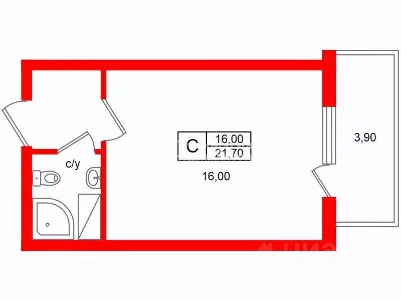 Квартира, студия, 21.7 м - Фото 1