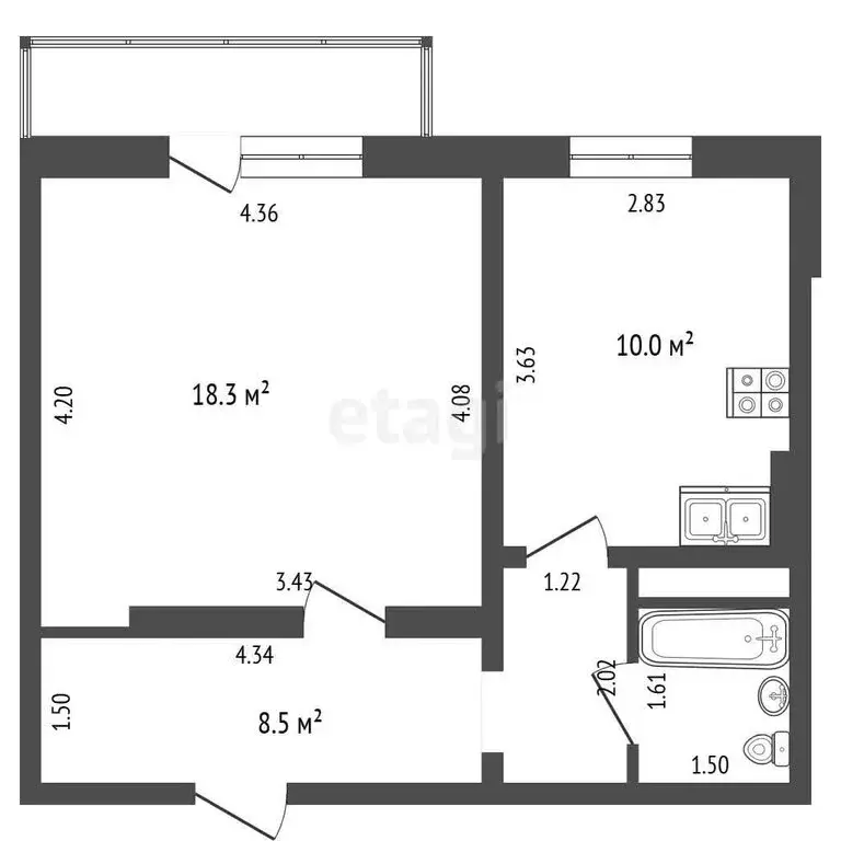 1-комнатная квартира: Челябинск, Комсомольский проспект, 103 (39.7 м) - Фото 1