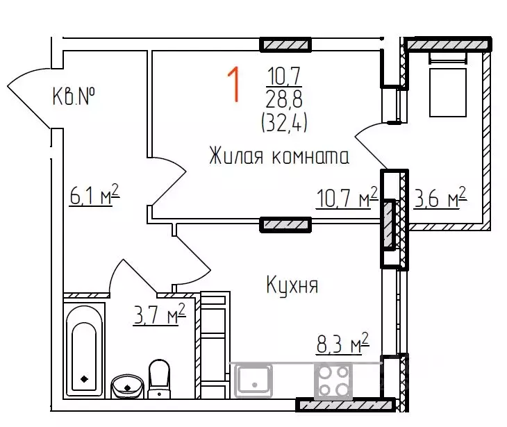 1-к кв. Владимирская область, Владимир Добросельская ул., 178 (32.4 м) - Фото 0
