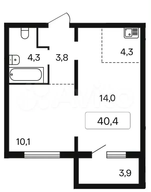 2-к. квартира, 40,4 м, 16/17 эт. - Фото 0