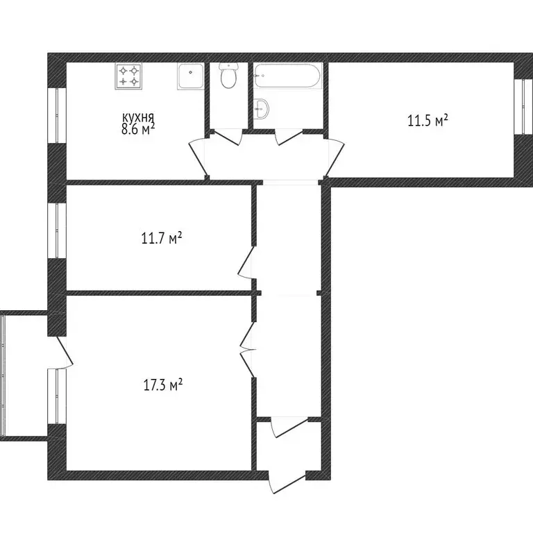 3-комнатная квартира: Златоуст, квартал Медик, 3 (65 м) - Фото 1