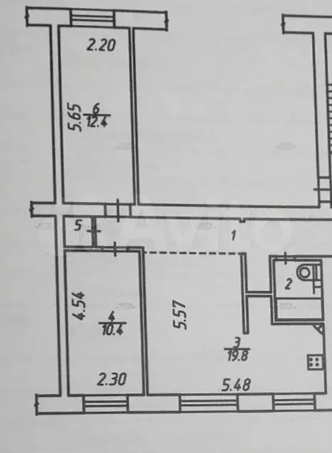 3-к. квартира, 57,1 м, 2/5 эт. - Фото 0