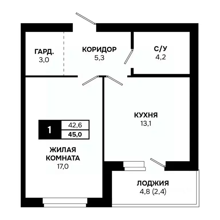 1-к кв. Новосибирская область, Кольцово рп, 5-й мкр  (45.0 м) - Фото 1