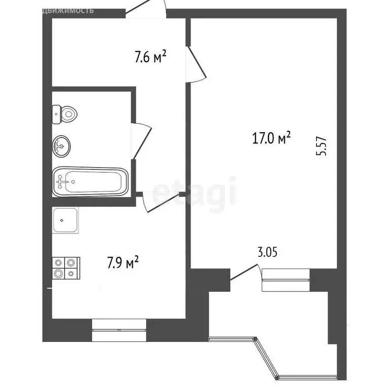 1-комнатная квартира: Красный Бор, Мирная улица, 1 (36 м) - Фото 1