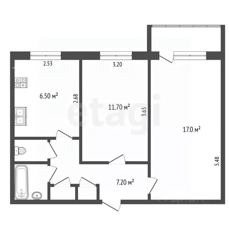 2-к кв. Крым, Симферополь ул. Маршала Жукова (48.0 м) - Фото 2