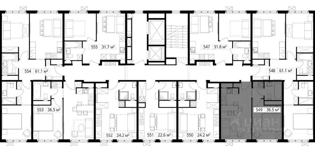 1-к кв. Московская область, Ленинский городской округ, д. Сапроново, ... - Фото 2