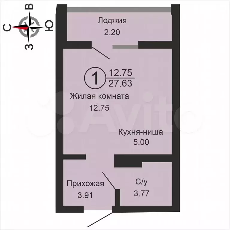 Квартира-студия, 28 м, 7/18 эт. - Фото 0