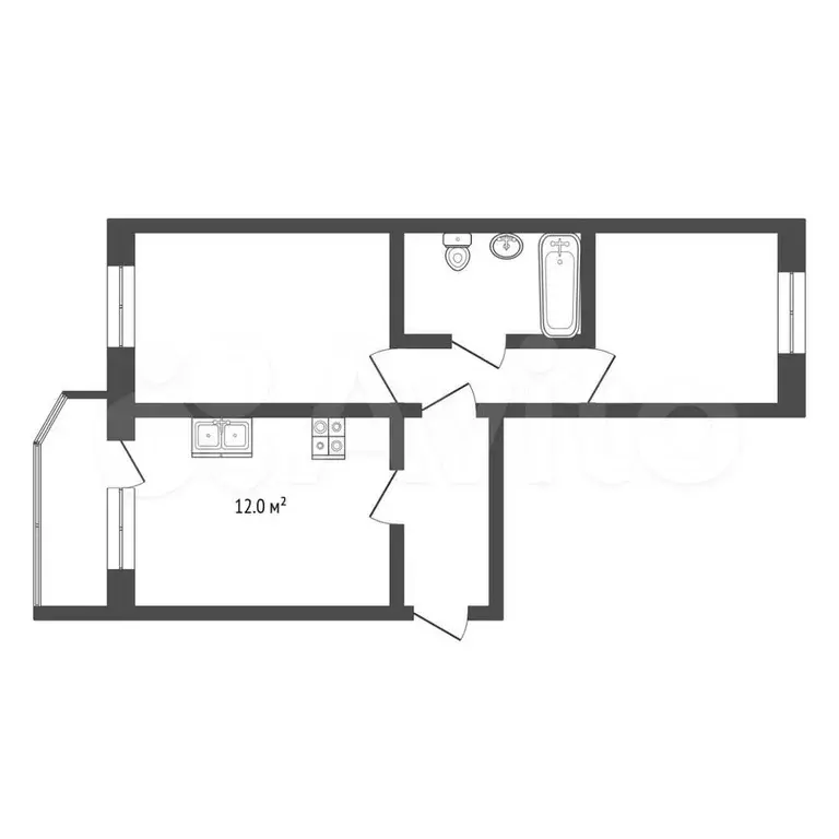 2-к. квартира, 55 м, 7/14 эт. - Фото 0