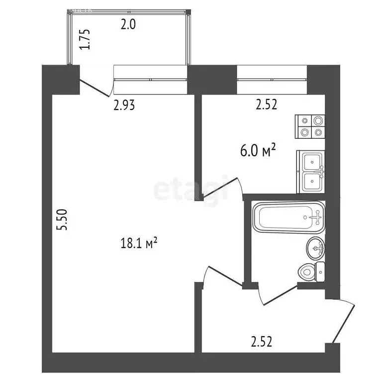 1-комнатная квартира: Тюмень, Пышминская улица, 1А (30 м) - Фото 0