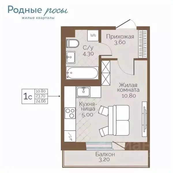 1-к кв. Пермский край, Пермский муниципальный округ, с. Фролы ул. ... - Фото 0