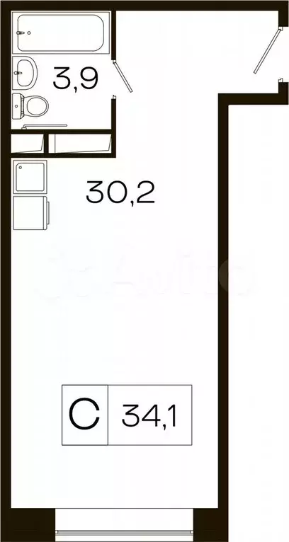 Квартира-студия, 34,1 м, 25/25 эт. - Фото 0