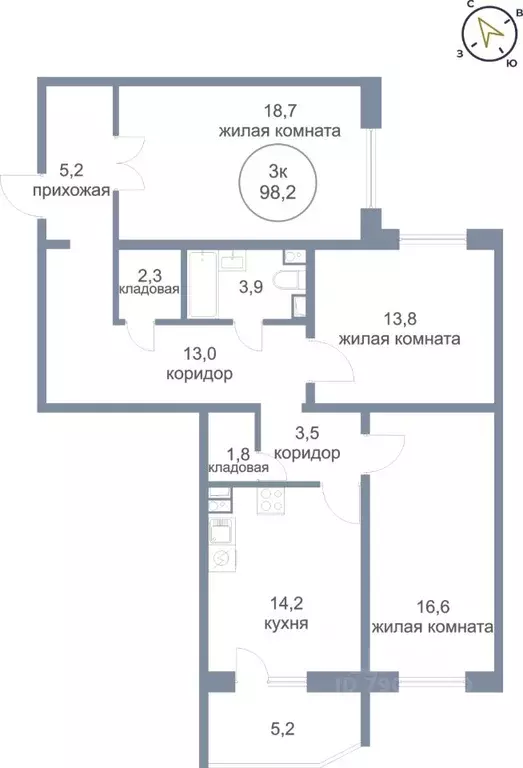 3-к кв. Ханты-Мансийский АО, Нефтеюганск 6-й мкр, 11 (98.2 м) - Фото 0