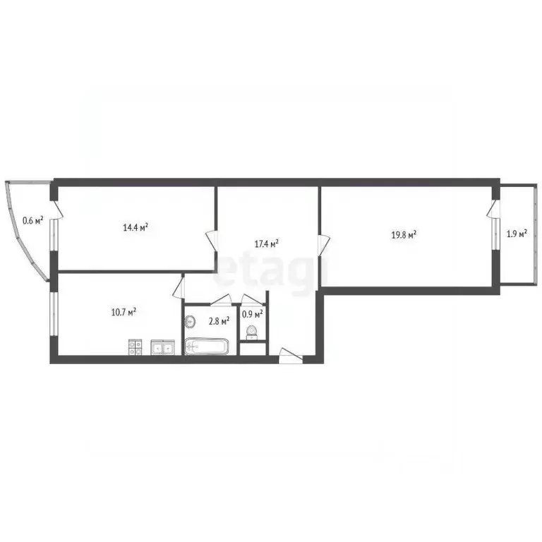 2-к кв. Ленинградская область, Всеволожск Южный мкр, ул. Доктора ... - Фото 2