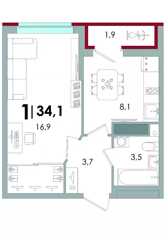 1-к кв. Тверская область, Тверь Южный мкр,  (34.1 м) - Фото 0