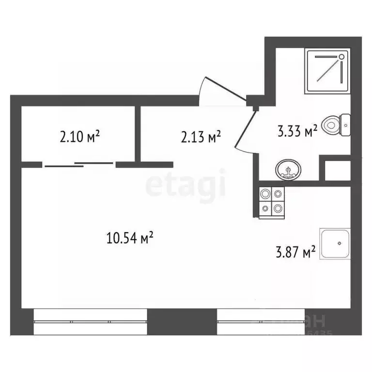 Студия Москва Автомобильный проезд, 4 (22.0 м) - Фото 2