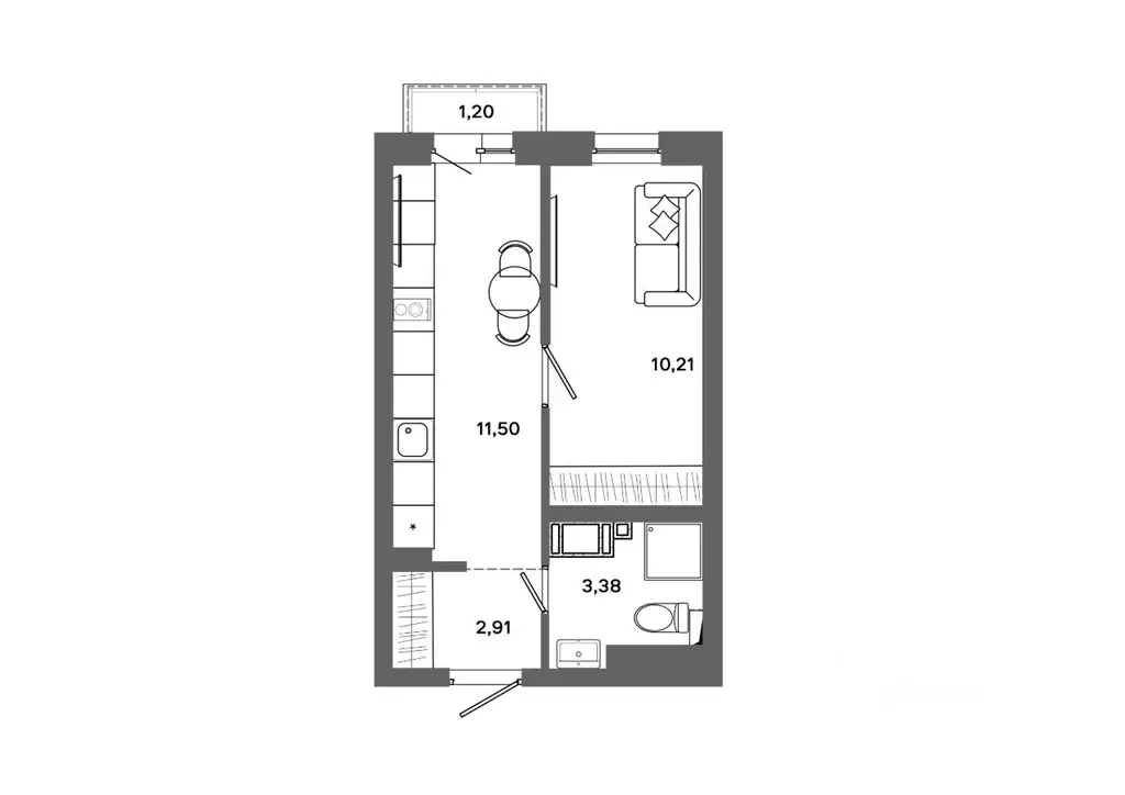1-к кв. Ханты-Мансийский АО, Сургут 30А мкр,  (28.36 м) - Фото 0