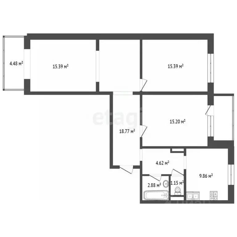 3-к кв. Московская область, Одинцовский городской округ, ВНИИССОК пгт ... - Фото 2