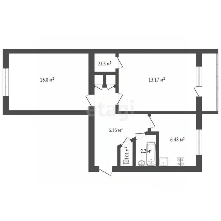 2-к кв. Новгородская область, Боровичи ул. Физкультуры, 32 (47.9 м) - Фото 1