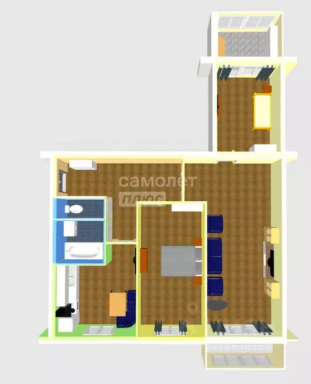 3-к кв. Алтайский край, Бийск Красноармейская ул., 174 (58.4 м) - Фото 2