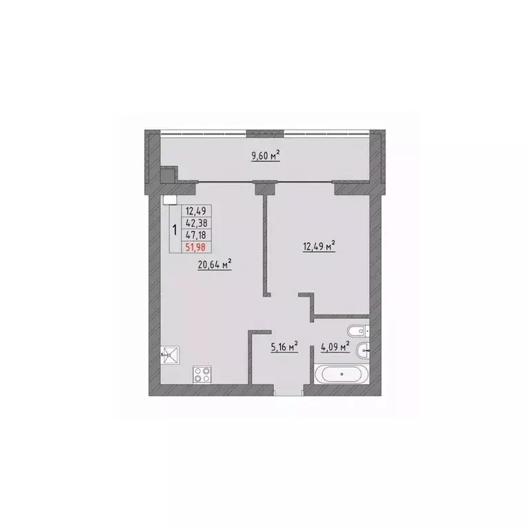 1-к кв. Ивановская область, Иваново Кооперативная ул., 3 (51.98 м) - Фото 0
